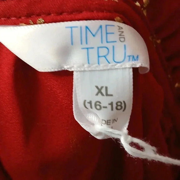 TIME AND TRU RED AND GOLD SHIMMER ✨️ BLOUSE LIKE NEW!! XL - Picture 10 of 14